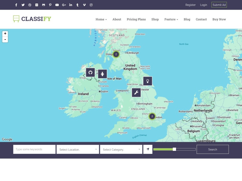 Homepage with Google Map demo
