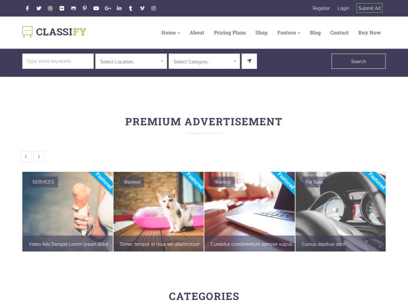 Premium ads slider homepage demo