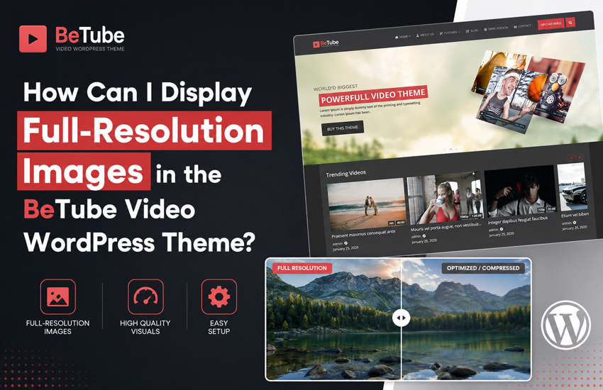 How Can I Display Full-Resolution Images in the BeTube Video WordPress Theme?